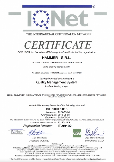 Hammer - certificato IQNET
